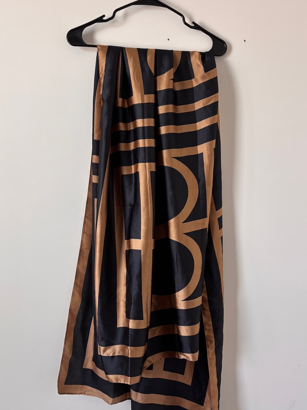 Jessica Black and Gold Striped Satin Scarf